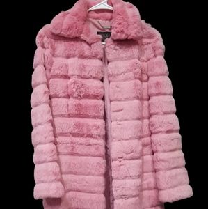 Wilson's Leather Pelle Studio Rabbit Fur Coat PINK